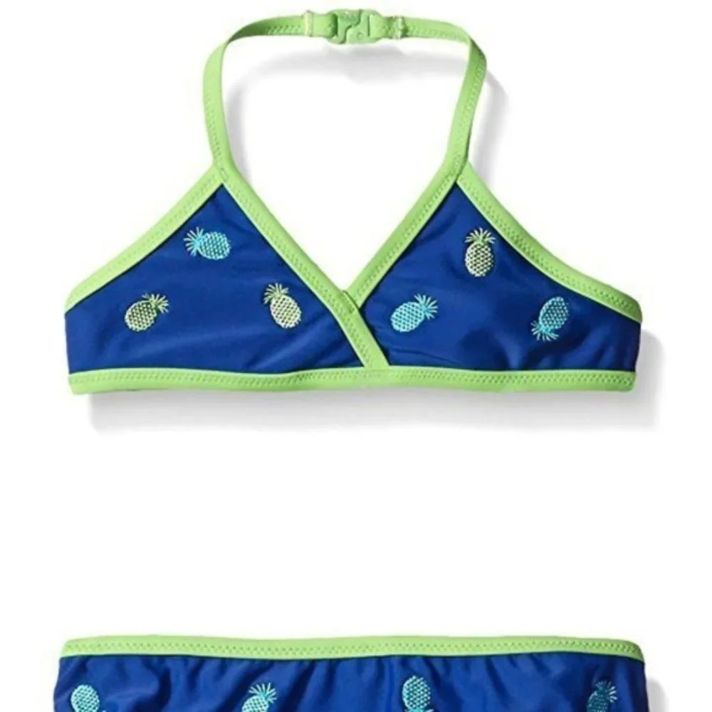 Tommy Bahama Girls 6x Pineapple‎ Two Piece Bikini Swimsuit Swimwear Blue NWT